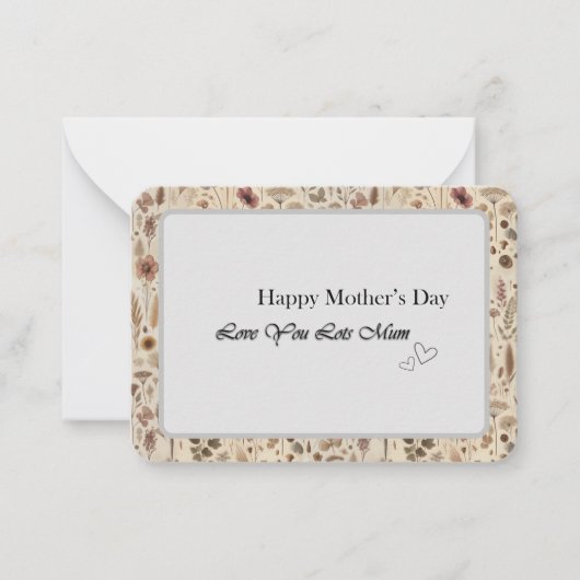 Vintage Herbarium Pressed Flower Flat Note Card ノートカード (正面)