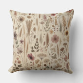 Vintage Herbarium Pressed Flower Throw Pillow クッション (正面)