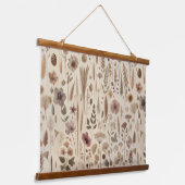 Vintage Herbarium Pressed Flower Wood Tapestry 吊り下げ型タペストリー (傾斜あり)