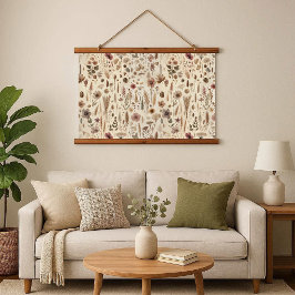 Vintage Herbarium Pressed Flower Wood Tapestry 吊り下げ型タペストリー