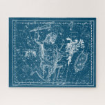 Vintage Hercules Constellation ジグソーパズル<br><div class="desc">Vintage French constellation chart,  known as ' Hercules and Corona Borealis' - white star chart overlay on blue background</div>