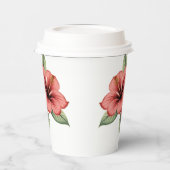 Vintage Hibiscus paper cups with lids 紙コップ (左)