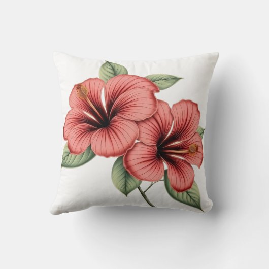 Vintage Hibiscus throw pillow クッション (裏面)