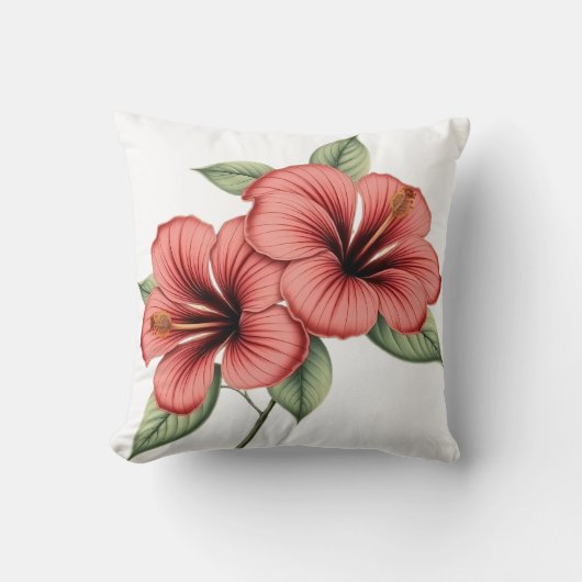 Vintage Hibiscus throw pillow クッション (正面)