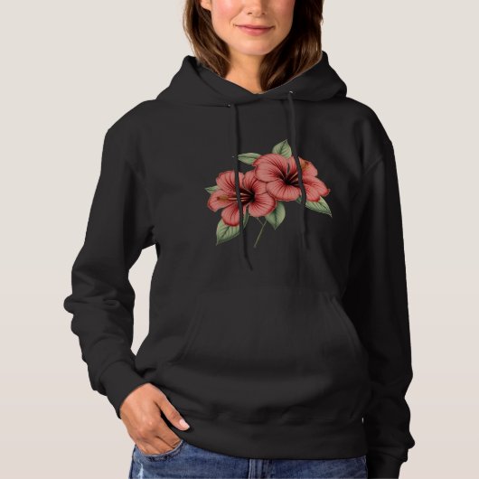 Vintage Hibiscus women's hoodie パーカ (正面)