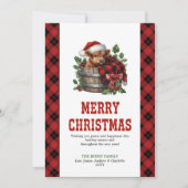 Vintage highland cow Christmas card red green シーズンカード (正面)