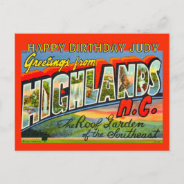 Vintage Highlands NC Birthday Postcard シーズンポストカード