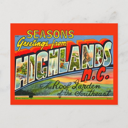 Vintage Highlands NC Holiday Postcard シーズンポストカード (正面)