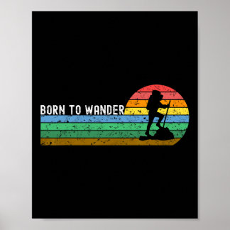 Vintage Hiking Born To Wander Retro Sunset Silhoue ポスター