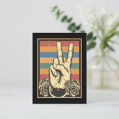 Vintage Hippie Hand Peace Sign ポストカード (スタンド正面)