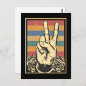Vintage Hippie Hand Peace Sign ポストカード (正面/裏面)