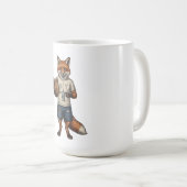 Vintage Hipster Fox Coffee Brewer & Book Reader コーヒーマグカップ (正面右)