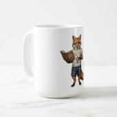 Vintage Hipster Fox Coffee Brewer & Book Reader コーヒーマグカップ (正面左)