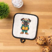 Vintage Hipster Pug Dog Cartoon Streetwear Graphic 鍋敷き (トップダウン)