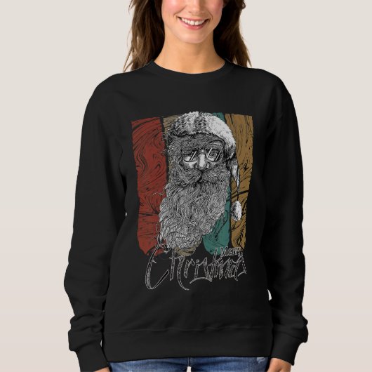 Vintage Hipster Santa Claus Xmas スウェットシャツ (正面)