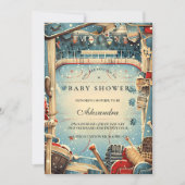 Vintage Hockey Baby Shower 招待状 (正面)