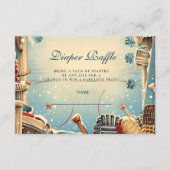 Vintage Hockey Baby Shower Diapper Raffle エンクロージャーカード (正面)