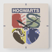 Vintage HOGWARTS™ Stamped Crest スクエア壁時計 (正面)