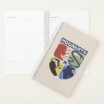 Vintage HOGWARTS™ Stamped Crest プランナー手帳<br><div class="desc">Show your house pride in bold, vintage-inspired style with this striking Hogwarts™ crest design. Featuring graphic silhouettes representing the four iconic houses — Gryffindor™, Slytherin™, Hufflepuff™, and Ravenclaw™ — this artwork blends classic symbolism with a modern, retro aesthetic. Each house emblem is set within a clean, color-blocked shield, creating a...</div>