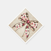 Vintage Holiday Bow with Berries スタンダードカクテルナプキン (角)