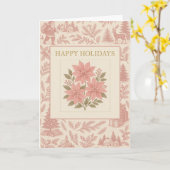 Vintage Holiday Card with Pink Poinsettias カード (黄色い花)