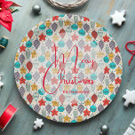 Vintage Holiday Christmas Tree Ornaments ペーパープレート<br><div class="desc">Vintage Christmas tree ornaments paper plates in 2 sizes - 7" and 9" compliment your holiday or Christmas party. Merry Christmas and your name in chic lettering personalizes this design. MATCHING items in our store.</div>