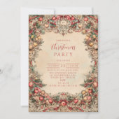 Vintage Holiday Garland Christmas 招待状 (正面)