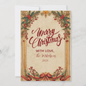 Vintage Holly and Gold Christmas シーズンカード (正面)