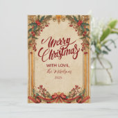 Vintage Holly and Gold Christmas シーズンカード (スタンド正面)