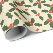 Vintage Holly & Berries Christmas ラッピングペーパー (ロールコーナー)