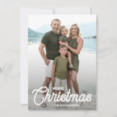 Vintage Holly Berries Merry Christmas Photo シーズンカード (正面)