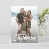 Vintage Holly Berries Merry Christmas Photo シーズンカード (スタンド正面)