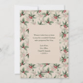 Vintage Holly Berries Merry Christmas Photo シーズンカード (裏面)