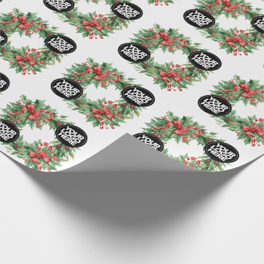 Vintage Holly Berry Christmas Business Logo ラッピングペーパー (角)