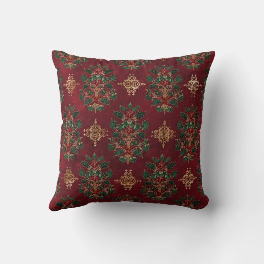 Vintage Holly Damask Pattern  クッション (裏面)