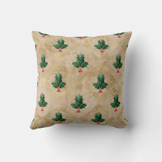 Vintage Holly Damask Pattern  クッション (裏面)