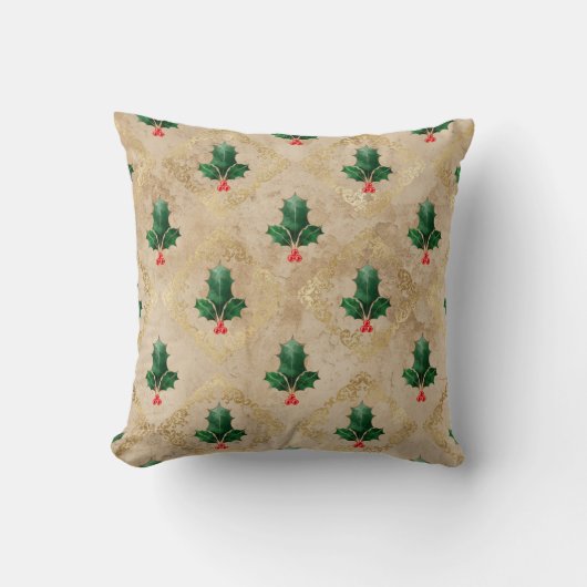 Vintage Holly Damask Pattern  クッション (正面)