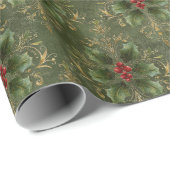 Vintage Holly Damask Pattern ラッピングペーパー (ロールコーナー)