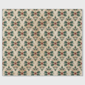 Vintage Holly Damask Pattern  ラッピングペーパー (フラット)