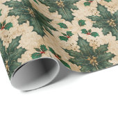 Vintage Holly Damask Pattern  ラッピングペーパー (ロールコーナー)