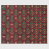Vintage Holly Damask Pattern  ラッピングペーパー (フラット)