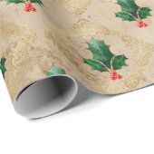 Vintage Holly Damask Pattern  ラッピングペーパー (ロールコーナー)