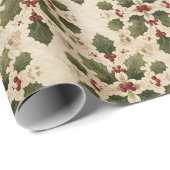 Vintage Holly Damask Pattern  ラッピングペーパー (ロールコーナー)