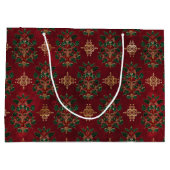 Vintage Holly Damask Pattern  ラージペーパーバッグ (裏面)