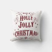 Vintage Holly Jolly Christmas クッション (正面)