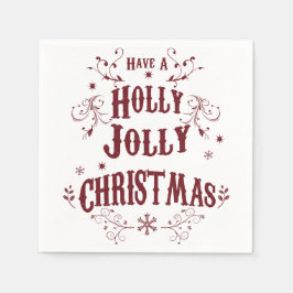 Vintage Holly Jolly Christmas スタンダードカクテルナプキン