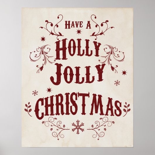 Vintage Holly Jolly Christmas ポスター (正面)