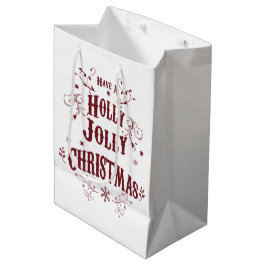 Vintage Holly Jolly Christmas ミディアムペーパーバッグ