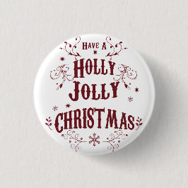Vintage Holly Jolly Christmas 缶バッジ