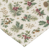 Vintage Holly Pine Christmas Botanical  ショートテーブルランナー (コーナー)